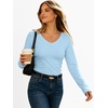 image:imageANRABESS Womens Long Sleeve Shirts Thermal V Neck Tops  Soft Stretchy UndershirtUnderscrubs Base LayerSlim Fit Tee Basic Winter Clothes Daily Work Office Casual Fall WearLight Blue