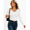 image:imageANRABESS Womens Long Sleeve Shirts Thermal V Neck Tops  Soft Stretchy UndershirtUnderscrubs Base LayerSlim Fit Tee Basic Winter Clothes Daily Work Office Casual Fall WearWhite