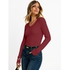 image:imageANRABESS Womens Long Sleeve Shirts Thermal V Neck Tops  Soft Stretchy UndershirtUnderscrubs Base LayerSlim Fit Tee Basic Winter Clothes Daily Work Office Casual Fall WearRed