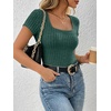 image:imageANRABESS Womens Square Neck Tops Soft Lightweight Rib Knit Sweater Short Sleeve Slim Fit Shirts Summer Casual Outfits 2026Green