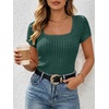 image:imageANRABESS Womens Square Neck Tops Soft Lightweight Rib Knit Sweater Short Sleeve Slim Fit Shirts Summer Casual Outfits 2026Green