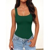 image:imageANRABESS Womens Square Neck Tummy Control Tank Bodysuits  Double Lined SeamlessSleeveless Snap ClosureNo BraStretchy Soft FitGoing Out TopsDaily Vacation WearSpring SummerForest