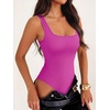 image:imageANRABESS Womens Square Neck Tummy Control Tank Bodysuits  Double Lined SeamlessSleeveless Snap ClosureNo BraStretchy Soft FitGoing Out TopsDaily Vacation WearSpring SummerHot Pink