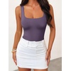 image:imageANRABESS Womens Square Neck Tummy Control Tank Bodysuits  Double Lined SeamlessSleeveless Snap ClosureNo BraStretchy Soft FitGoing Out TopsDaily Vacation WearSpring SummerPurple