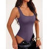 image:imageANRABESS Womens Square Neck Tummy Control Tank Bodysuits  Double Lined SeamlessSleeveless Snap ClosureNo BraStretchy Soft FitGoing Out TopsDaily Vacation WearSpring SummerPurple