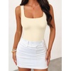 image:imageANRABESS Womens Square Neck Tummy Control Tank Bodysuits  Double Lined SeamlessSleeveless Snap ClosureNo BraStretchy Soft FitGoing Out TopsDaily Vacation WearSpring SummerApricot