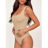 image:imageANRABESS Womens Square Neck Tummy Control Tank Bodysuits  Double Lined SeamlessSleeveless Snap ClosureNo BraStretchy Soft FitGoing Out TopsDaily Vacation WearSpring SummerLight Apricot
