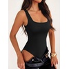 image:imageANRABESS Womens Square Neck Tummy Control Tank Bodysuits  Double Lined SeamlessSleeveless Snap ClosureNo BraStretchy Soft FitGoing Out TopsDaily Vacation WearSpring SummerBlack