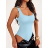 image:imageANRABESS Womens Square Neck Tummy Control Tank Bodysuits  Double Lined SeamlessSleeveless Snap ClosureNo BraStretchy Soft FitGoing Out TopsDaily Vacation WearSpring SummerLight Blue