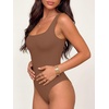 image:imageANRABESS Womens Square Neck Tummy Control Tank Bodysuits  Double Lined SeamlessSleeveless Snap ClosureNo BraStretchy Soft FitGoing Out TopsDaily Vacation WearSpring SummerBrown