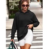 image:imageANRABESS Womens Waffle Knit Oversized Hoodie Sweatshirts  Cozy Lightweight Pullover Tops Raglan Sleeve with Pocket Loose School Office Casual Wear Fall Winter Trendy OutfitsBlack
