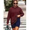 image:imageANRABESS Womens Waffle Knit Oversized Hoodie Sweatshirts  Cozy Lightweight Pullover Tops Raglan Sleeve with Pocket Loose School Office Casual Wear Fall Winter Trendy OutfitsWine Red