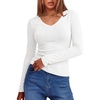 image:imageANRABESS Womens Long Sleeve Shirts Thermal V Neck Tops  Soft Stretchy UndershirtUnderscrubs Base LayerSlim Fit Tee Basic Winter Clothes Daily Work Office Casual Fall WearWhite