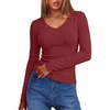 image:imageANRABESS Womens Long Sleeve Shirts Thermal V Neck Tops  Soft Stretchy UndershirtUnderscrubs Base LayerSlim Fit Tee Basic Winter Clothes Daily Work Office Casual Fall WearRed