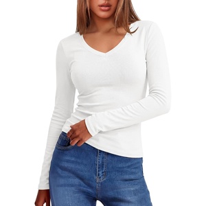 image:imageANRABESS Womens Long Sleeve Shirts Thermal V Neck Tops  Soft Stretchy UndershirtUnderscrubs Base LayerSlim Fit Tee Basic Winter Clothes Daily Work Office Casual Fall WearWhite