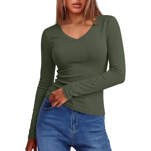 image:imageANRABESS Womens Long Sleeve Shirts Thermal V Neck Tops  Soft Stretchy UndershirtUnderscrubs Base LayerSlim Fit Tee Basic Winter Clothes Daily Work Office Casual Fall WearArmy Green