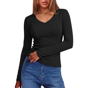 image:imageANRABESS Womens Long Sleeve Shirts Thermal V Neck Tops  Soft Stretchy UndershirtUnderscrubs Base LayerSlim Fit Tee Basic Winter Clothes Daily Work Office Casual Fall WearBlack