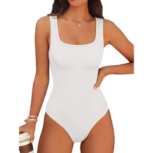 image:imageANRABESS Womens Square Neck Tummy Control Tank Bodysuits  Double Lined SeamlessSleeveless Snap ClosureNo BraStretchy Soft FitGoing Out TopsDaily Vacation WearSpring SummerWhite