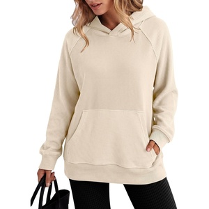 image:imageANRABESS Womens Waffle Knit Oversized Hoodie Sweatshirts  Cozy Lightweight Pullover Tops Raglan Sleeve with Pocket Loose School Office Casual Wear Fall Winter Trendy OutfitsParchment