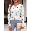 image:imageANRABESS Long Sleeve Shirts for Women Metal Keyhole Neck Tops  Solid amp Floral Print Basic TeeSoft Regular Fit Blouses for Office Business WorkCasual Daily Wear Spring amp FallFloral White