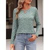 image:imageANRABESS Long Sleeve Shirts for Women Metal Keyhole Neck Tops  Solid amp Floral Print Basic TeeSoft Regular Fit Blouses for Office Business WorkCasual Daily Wear Spring amp FallFloral Green