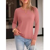 image:imageANRABESS Long Sleeve Shirts for Women Metal Keyhole Neck Tops  Solid amp Floral Print Basic TeeSoft Regular Fit Blouses for Office Business WorkCasual Daily Wear Spring amp FallCoral