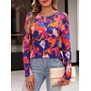 image:imageANRABESS Long Sleeve Shirts for Women Metal Keyhole Neck Tops  Solid amp Floral Print Basic TeeSoft Regular Fit Blouses for Office Business WorkCasual Daily Wear Spring amp FallFloral Color