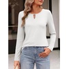 image:imageANRABESS Long Sleeve Shirts for Women Metal Keyhole Neck Tops  Solid amp Floral Print Basic TeeSoft Regular Fit Blouses for Office Business WorkCasual Daily Wear Spring amp FallWhite