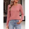 image:imageANRABESS Long Sleeve Shirts for Women Metal Keyhole Neck Tops  Solid amp Floral Print Basic TeeSoft Regular Fit Blouses for Office Business WorkCasual Daily Wear Spring amp FallCoral