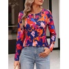 image:imageANRABESS Long Sleeve Shirts for Women Metal Keyhole Neck Tops  Solid amp Floral Print Basic TeeSoft Regular Fit Blouses for Office Business WorkCasual Daily Wear Spring amp FallFloral Color