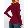 image:imageANRABESS Womens Long Sleeve Built in Bra Tops  V Neck Slim Fitted T Shirts Stretchy Ribbed Knit Basic Tee Going Out Work Outfits 2026 Casual Trendy Fall Winter LayeringBurgundy
