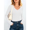 image:imageANRABESS Womens Long Sleeve Built in Bra Tops  V Neck Slim Fitted T Shirts Stretchy Ribbed Knit Basic Tee Going Out Work Outfits 2026 Casual Trendy Fall Winter LayeringWhite