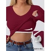 image:imageANRABESS Womens Long Sleeve Built in Bra Tops  V Neck Slim Fitted T Shirts Stretchy Ribbed Knit Basic Tee Going Out Work Outfits 2026 Casual Trendy Fall Winter LayeringBurgundy