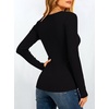 image:imageANRABESS Womens Long Sleeve Built in Bra Tops  V Neck Slim Fitted T Shirts Stretchy Ribbed Knit Basic Tee Going Out Work Outfits 2026 Casual Trendy Fall Winter LayeringBlack