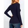 image:imageANRABESS Womens Long Sleeve Built in Bra Tops  V Neck Slim Fitted T Shirts Stretchy Ribbed Knit Basic Tee Going Out Work Outfits 2026 Casual Trendy Fall Winter LayeringNavy Blue
