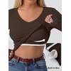 image:imageANRABESS Womens Long Sleeve Built in Bra Tops  V Neck Slim Fitted T Shirts Stretchy Ribbed Knit Basic Tee Going Out Work Outfits 2026 Casual Trendy Fall Winter LayeringBrown