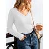 image:imageANRABESS Womens Long Sleeve Built in Bra Tops  V Neck Slim Fitted T Shirts Stretchy Ribbed Knit Basic Tee Going Out Work Outfits 2026 Casual Trendy Fall Winter LayeringWhite
