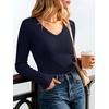 image:imageANRABESS Womens Long Sleeve Built in Bra Tops  V Neck Slim Fitted T Shirts Stretchy Ribbed Knit Basic Tee Going Out Work Outfits 2026 Casual Trendy Fall Winter LayeringNavy Blue