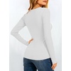 image:imageANRABESS Womens Long Sleeve Built in Bra Tops  V Neck Slim Fitted T Shirts Stretchy Ribbed Knit Basic Tee Going Out Work Outfits 2026 Casual Trendy Fall Winter LayeringWhite