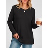 image:imageANRABESS Womens Waffle Knit Tunic Tops Long Sleeve Shirts  Cozy Crew Neck Loose Fit Blouse with Side Slits Casual Wear amp Leggings Office amp Daily Wear Fall amp Winter ClothingBlack