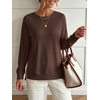 image:imageANRABESS Womens Waffle Knit Tunic Tops Long Sleeve Shirts  Cozy Crew Neck Loose Fit Blouse with Side Slits Casual Wear amp Leggings Office amp Daily Wear Fall amp Winter ClothingBrown