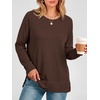 image:imageANRABESS Womens Waffle Knit Tunic Tops Long Sleeve Shirts  Cozy Crew Neck Loose Fit Blouse with Side Slits Casual Wear amp Leggings Office amp Daily Wear Fall amp Winter ClothingBrown