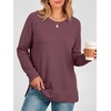 image:imageANRABESS Womens Waffle Knit Tunic Tops Long Sleeve Shirts  Cozy Crew Neck Loose Fit Blouse with Side Slits Casual Wear amp Leggings Office amp Daily Wear Fall amp Winter ClothingMauve