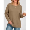 image:imageANRABESS Womens Waffle Knit Tunic Tops Long Sleeve Shirts  Cozy Crew Neck Loose Fit Blouse with Side Slits Casual Wear amp Leggings Office amp Daily Wear Fall amp Winter ClothingKhaki