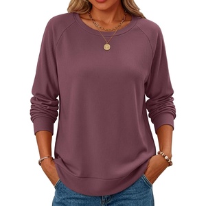 image:imageANRABESS Womens Waffle Knit Tunic Tops Long Sleeve Shirts  Cozy Crew Neck Loose Fit Blouse with Side Slits Casual Wear amp Leggings Office amp Daily Wear Fall amp Winter ClothingMauve