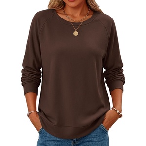 image:imageANRABESS Womens Waffle Knit Tunic Tops Long Sleeve Shirts  Cozy Crew Neck Loose Fit Blouse with Side Slits Casual Wear amp Leggings Office amp Daily Wear Fall amp Winter ClothingBrown