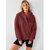 image:imageANRABESS Hoodies for Women Henley Collar Oversized Sweatshirt  Long Sleeve Soft Fleece Pullover Tops Loose Fit Snap ButtonCasual Daily for School Office Fall amp Spring ClothingWine Red