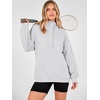 image:imageANRABESS Hoodies for Women Henley Collar Oversized Sweatshirt  Long Sleeve Soft Fleece Pullover Tops Loose Fit Snap ButtonCasual Daily for School Office Fall amp Spring ClothingLight Grey
