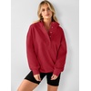 image:imageANRABESS Hoodies for Women Henley Collar Oversized Sweatshirt  Long Sleeve Soft Fleece Pullover Tops Loose Fit Snap ButtonCasual Daily for School Office Fall amp Spring ClothingRed