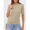image:imageANRABESS Women Short Sleeve Crewneck Lightweight Summer Sweaters  Wool Blend Soft knit Tops Half Sleeve Shirts Work Business Casual Outfits Fall Spring PulloverAlmond